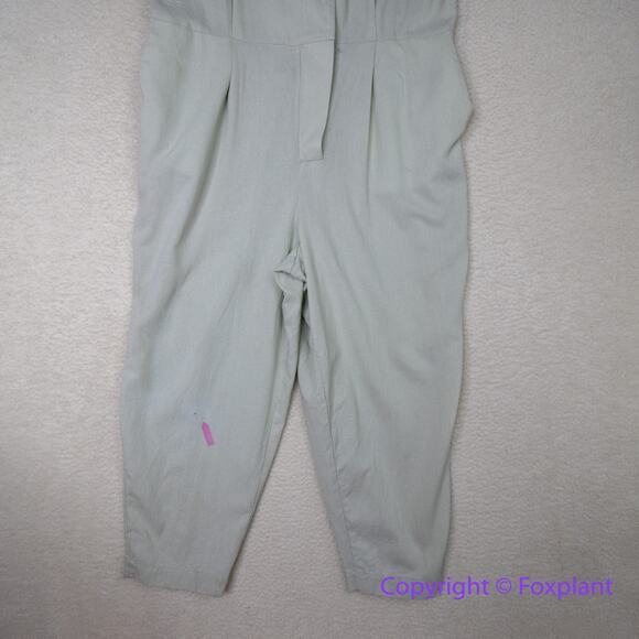 Eloquii *flawed* Short-Sleeve Coverall Jumpsuit light green linen blend, size 18 - Picture 4 of 16